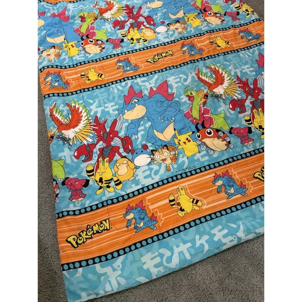 Vintage 1998 Pokemon Bed Comforter Blanket Nintendo Rare Video Game Twin Size